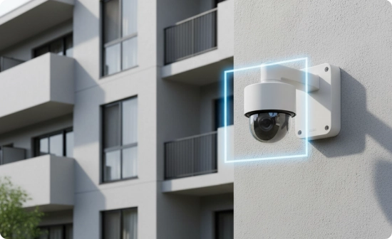 AI防犯カメラを設置した物件外観
